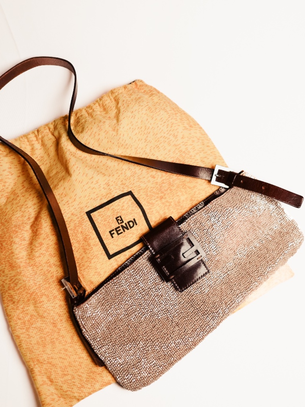 Vintage Fendi Beige Beaded Baguette Bag - Picture 7 of 7